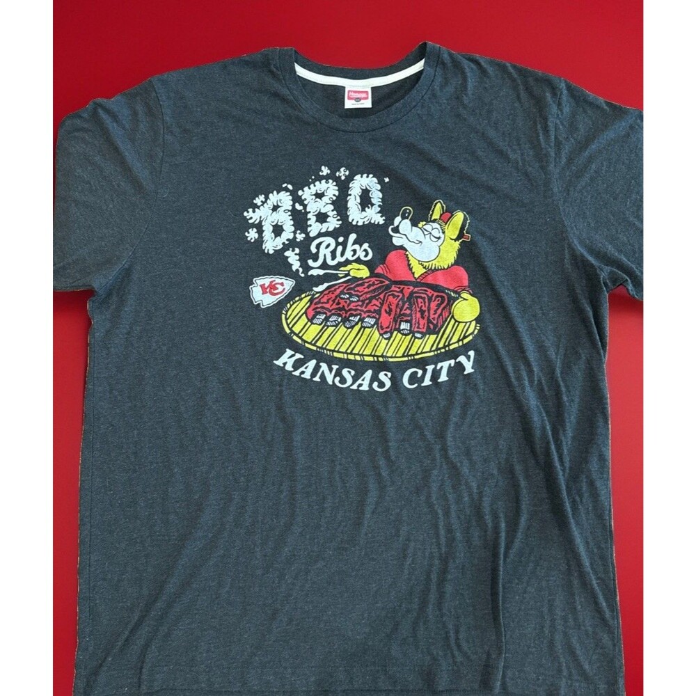 Kansas City Chiefs BBQ Ribs TShirt Size XXL Homage Brand Weathered Black GUC